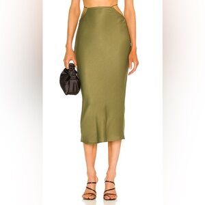 Michael Costello x Revolve Kyra Midi skirt in olive green